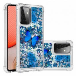 Skal Samsung Galaxy A72 4G / A72 5G Glitter Blå Fjärilar