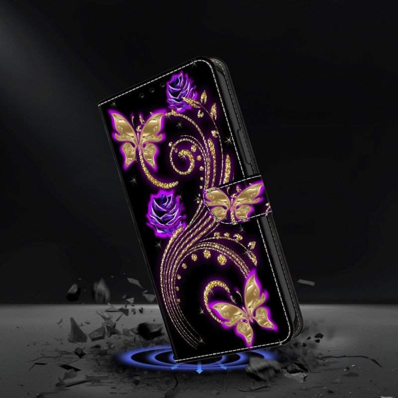 Fodral Xiaomi 14 Pro Violettblommor Och Fjärilar