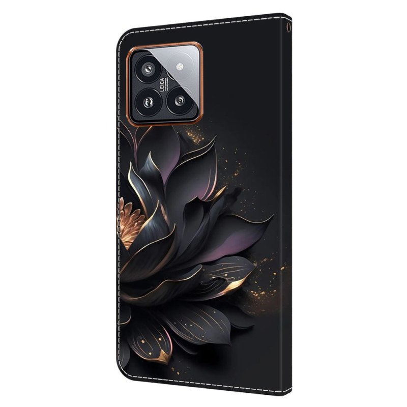 Läderfodral Xiaomi 14 Pro Telefonfodral Lila Lotus