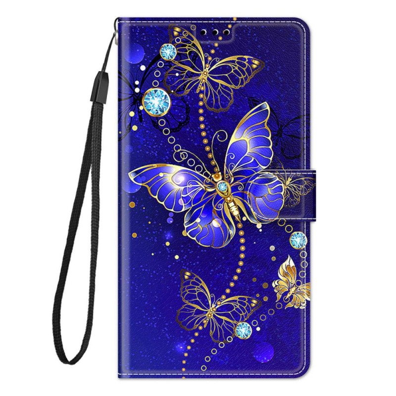 Fodral Samsung Galaxy M53 5G Med Kedjar Strap Butterflies Fan