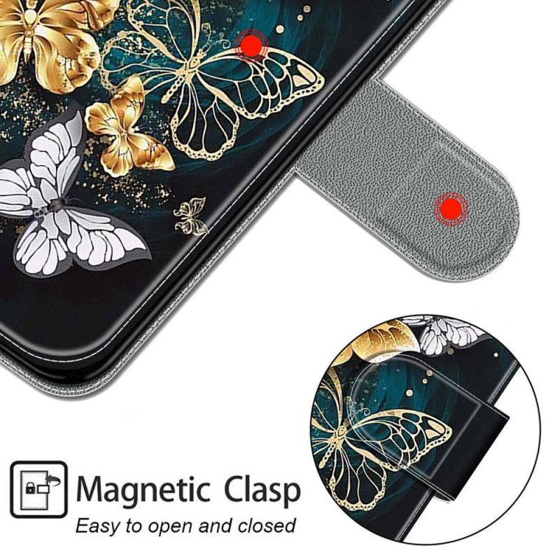 Fodral Samsung Galaxy M53 5G Med Kedjar Strap Butterflies Fan