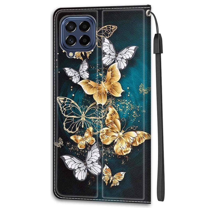 Fodral Samsung Galaxy M53 5G Med Kedjar Strap Butterflies Fan