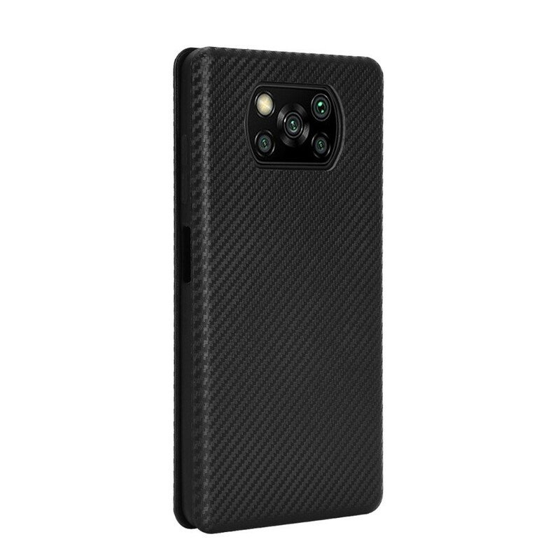 Folio-fodral Poco X3 / X3 Pro / X3 NFC Läderfodral Kolfiber Med Stödring