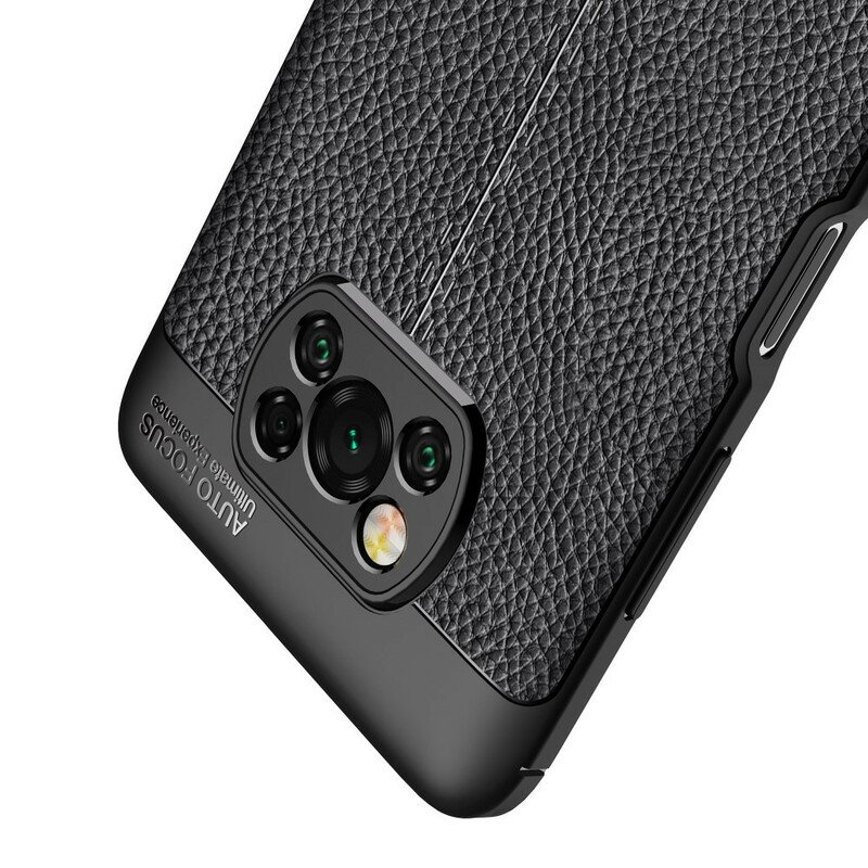 Skal Poco X3 / X3 Pro / X3 NFC Dubbel Linje Litchi Läder Effekt