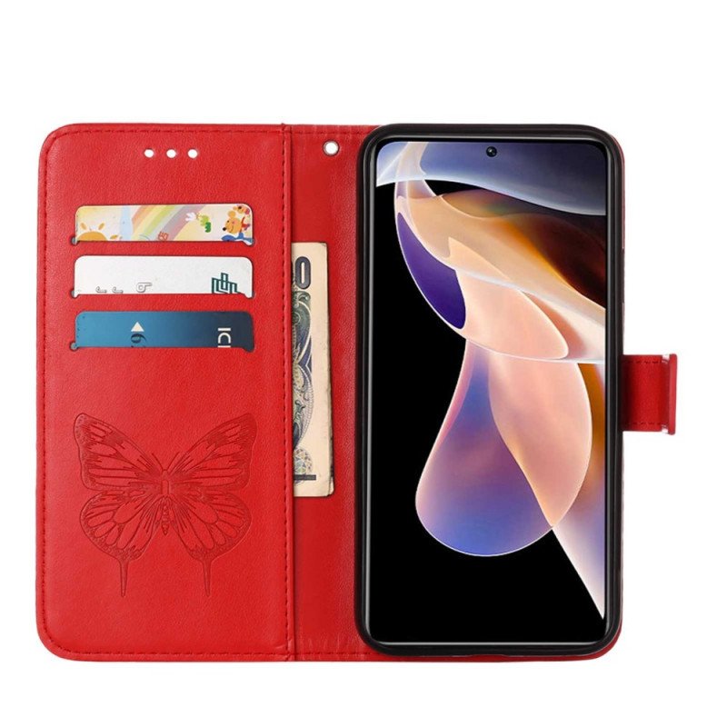 Fodral Xiaomi Redmi Note 11 Pro Plus 5G Butterfly Design Med Lanyard