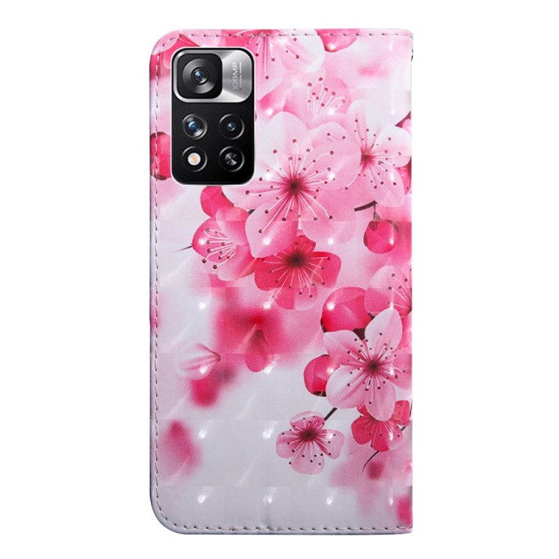 Folio-fodral Xiaomi Redmi Note 11 Pro Plus 5G Rosa Blommor