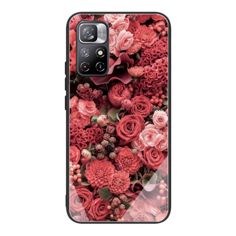 Skal Xiaomi Redmi Note 11 Pro Plus 5G Rosa Blommor Härdat Glas