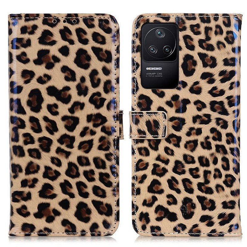 Folio-fodral Poco F4 Leopard Hudstil