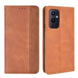 Folio-fodral OnePlus 9 Pro Läderfodral Stiliserad Vintage Lädereffekt