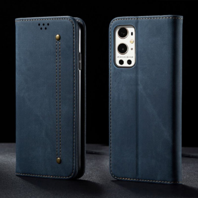 Folio-fodral OnePlus 9 Pro Läderfodral Textur För Jeans I Konstläder