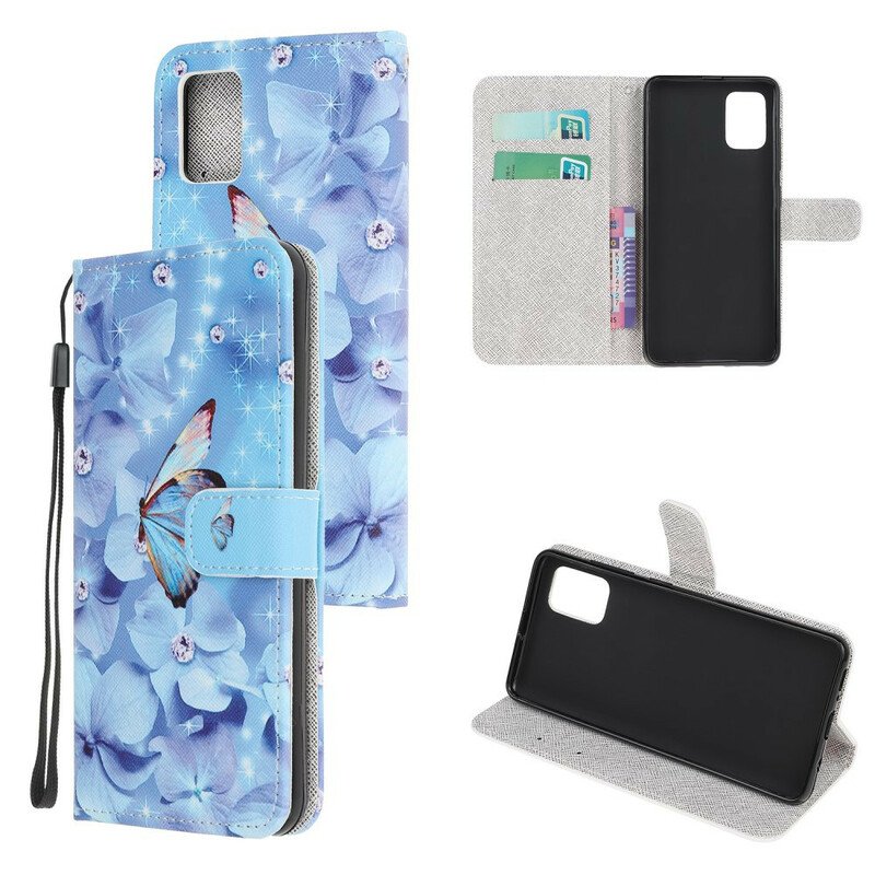 Fodral Samsung Galaxy A41 Med Kedjar Strappy Diamond Butterflies