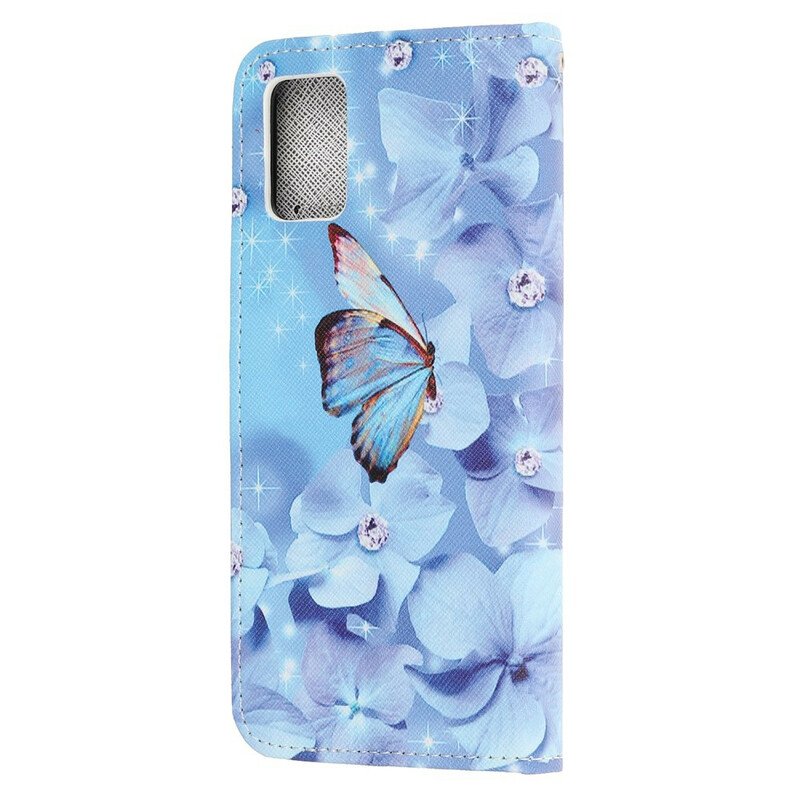 Fodral Samsung Galaxy A41 Med Kedjar Strappy Diamond Butterflies