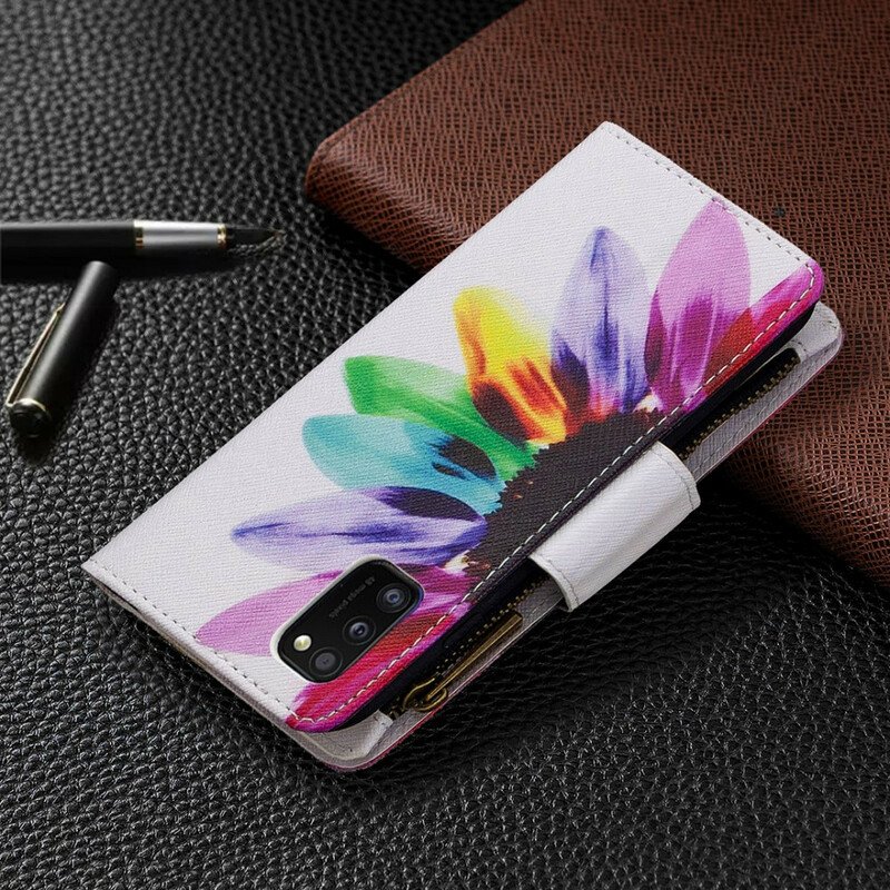 Folio-fodral Samsung Galaxy A41 Blomma Blixtlåsficka