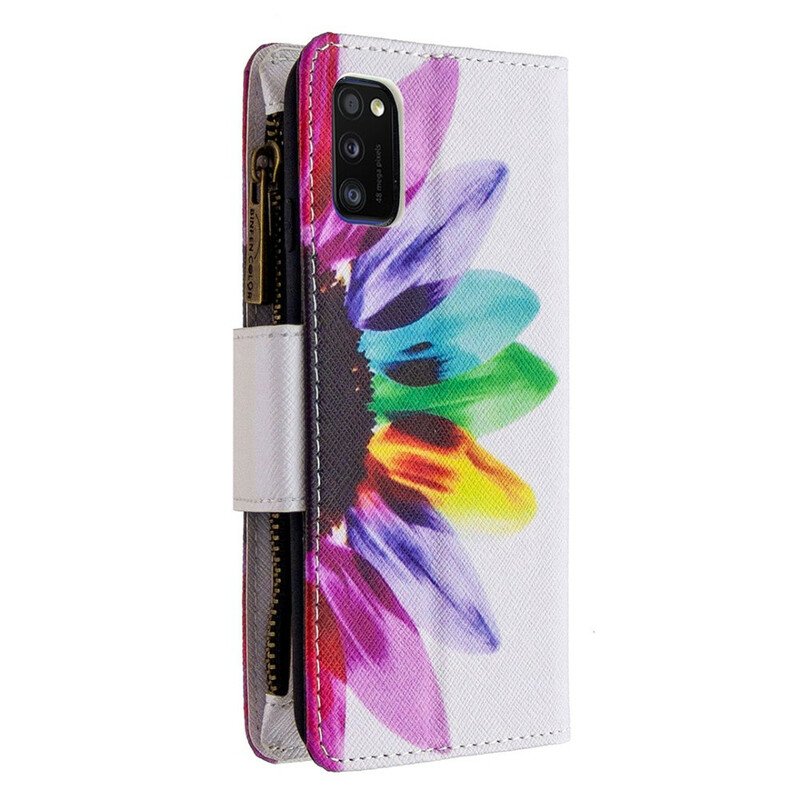 Folio-fodral Samsung Galaxy A41 Blomma Blixtlåsficka