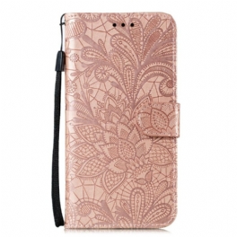 Folio-fodral Samsung Galaxy A41 Med Kedjar Rem Tribal Flowers