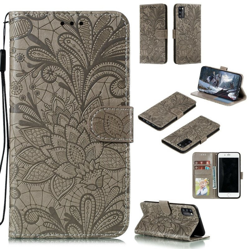 Folio-fodral Samsung Galaxy A41 Med Kedjar Rem Tribal Flowers