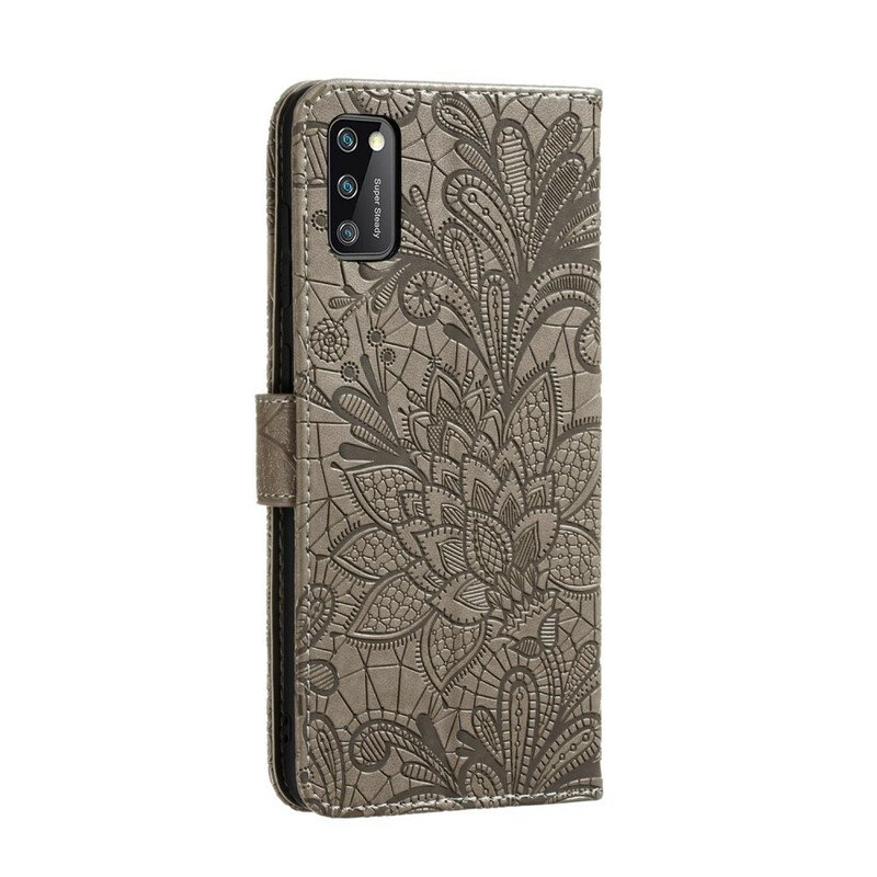 Folio-fodral Samsung Galaxy A41 Med Kedjar Rem Tribal Flowers