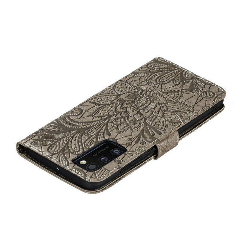 Folio-fodral Samsung Galaxy A41 Med Kedjar Rem Tribal Flowers