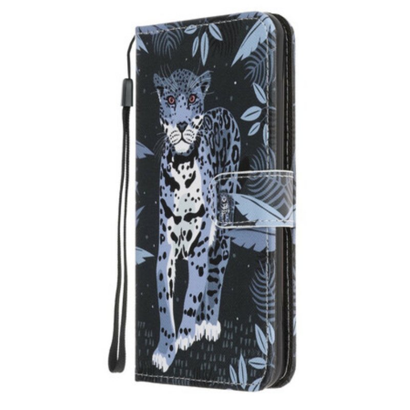 Läderfodral Samsung Galaxy A41 Med Kedjar Strappy Leopard