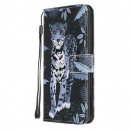 Läderfodral Samsung Galaxy A41 Med Kedjar Strappy Leopard