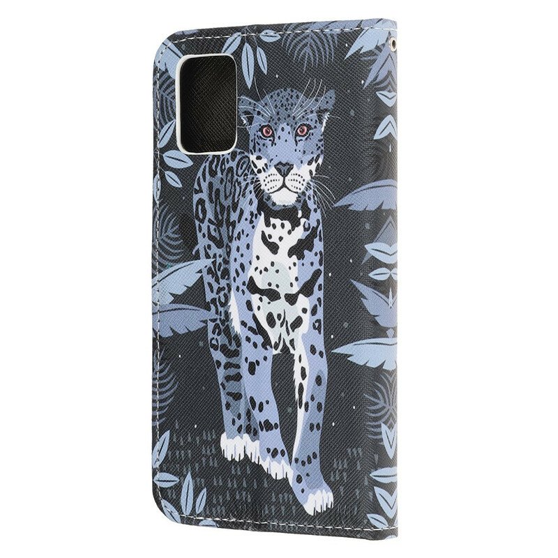 Läderfodral Samsung Galaxy A41 Med Kedjar Strappy Leopard