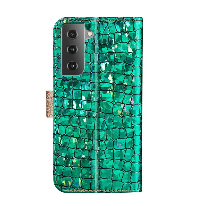 Fodral Samsung Galaxy S21 5G Krokodil Diamanter