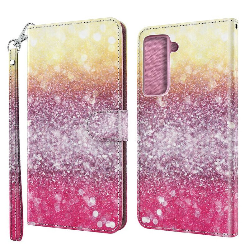 Fodral Samsung Galaxy S21 5G Magenta Glittergradient