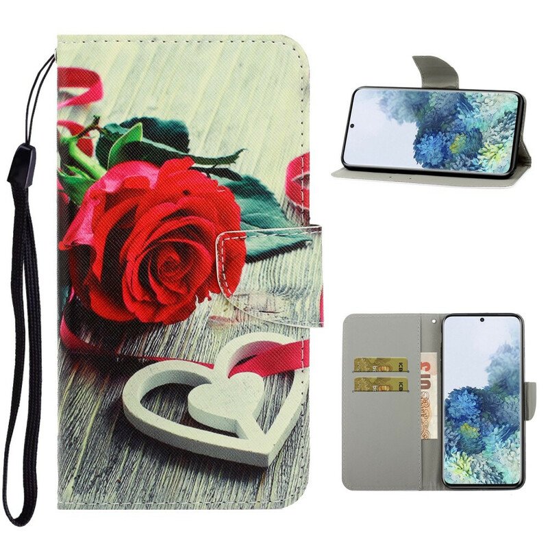 Fodral Samsung Galaxy S21 5G Med Kedjar Färgglada Strappy Blommor