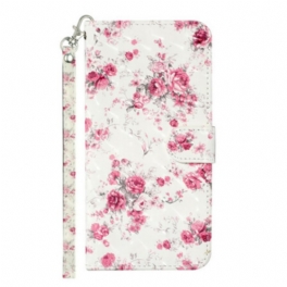 Fodral Samsung Galaxy S21 5G Med Kedjar Strap Light Spot Flowers