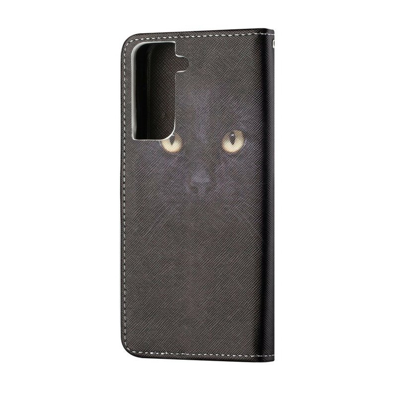 Fodral Samsung Galaxy S21 5G Med Kedjar Strappy Black Cat Eyes