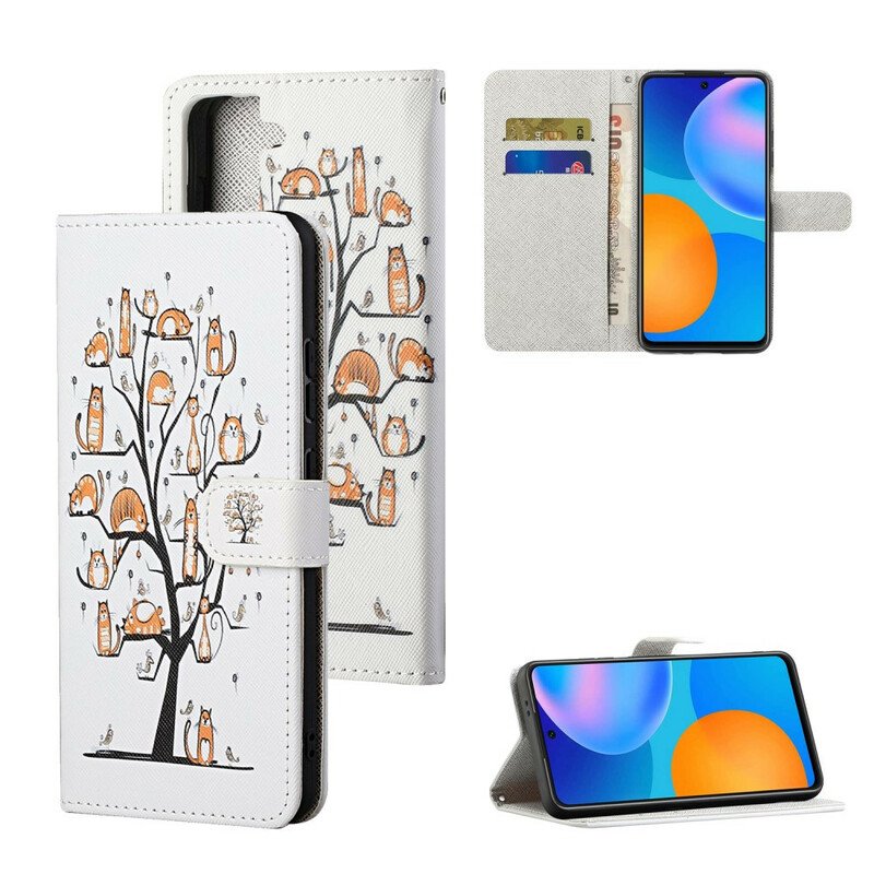 Folio-fodral Samsung Galaxy S21 5G Med Kedjar Funky Cats Med Rem