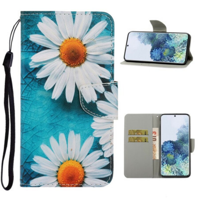 Folio-fodral Samsung Galaxy S21 5G Med Kedjar Thong Daisies