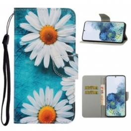 Folio-fodral Samsung Galaxy S21 5G Med Kedjar Thong Daisies