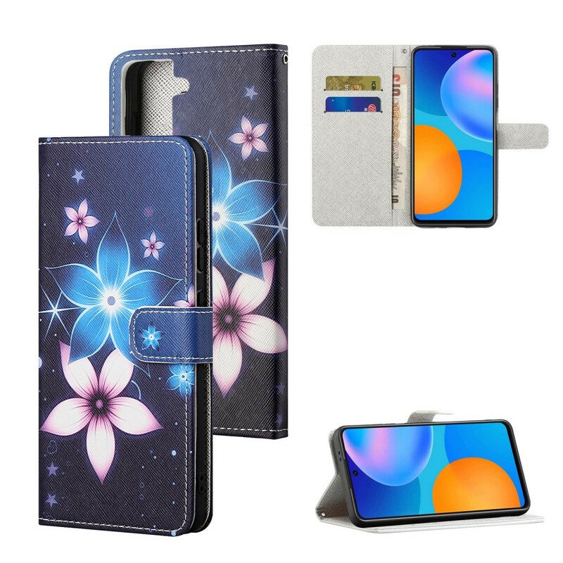 Läderfodral Samsung Galaxy S21 5G Med Kedjar Lunar Strap Blommor