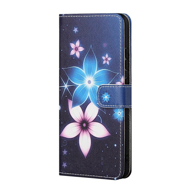 Läderfodral Samsung Galaxy S21 5G Med Kedjar Lunar Strap Blommor