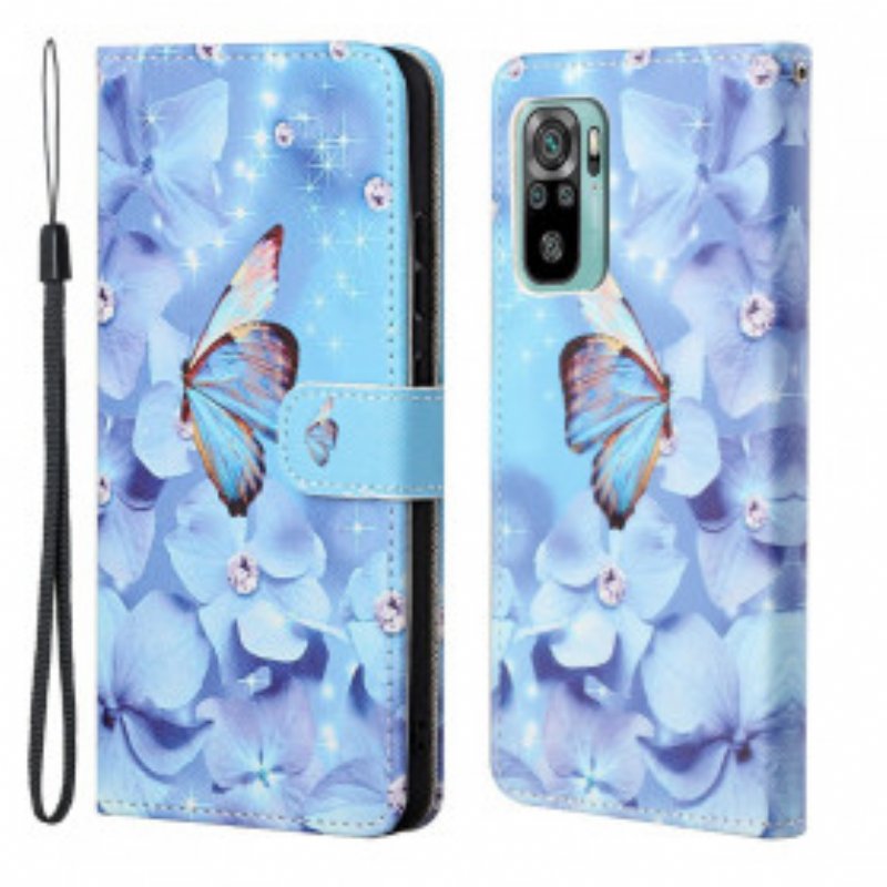 Fodral Xiaomi Redmi 10 Med Kedjar Strappy Diamond Butterflies