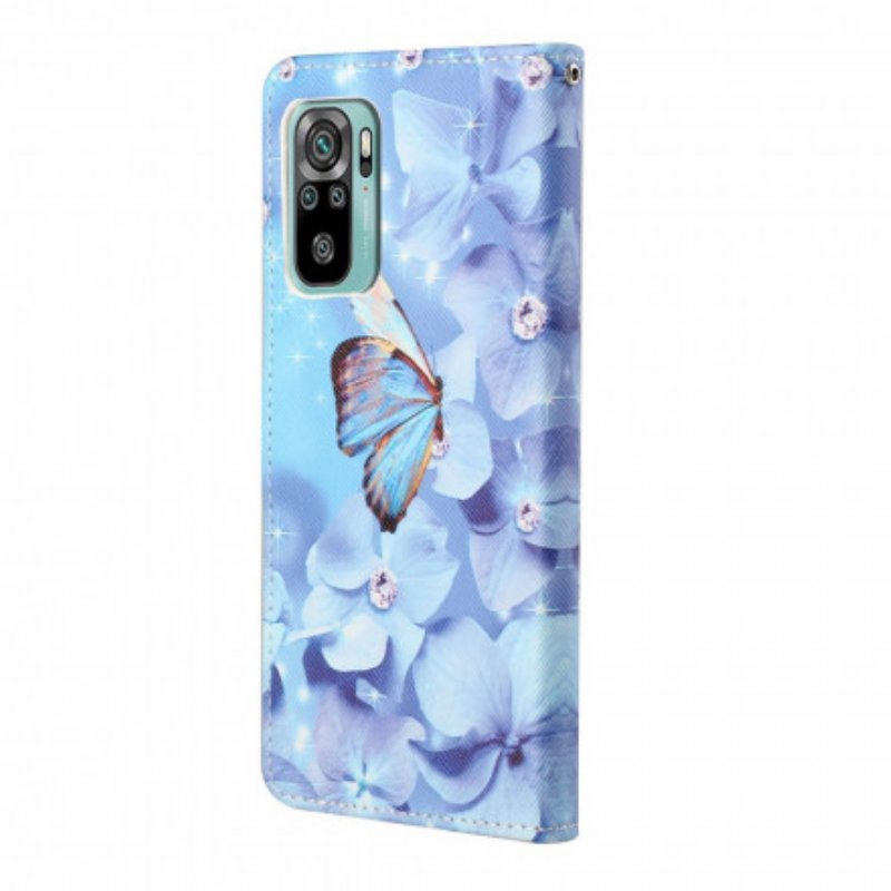 Fodral Xiaomi Redmi 10 Med Kedjar Strappy Diamond Butterflies