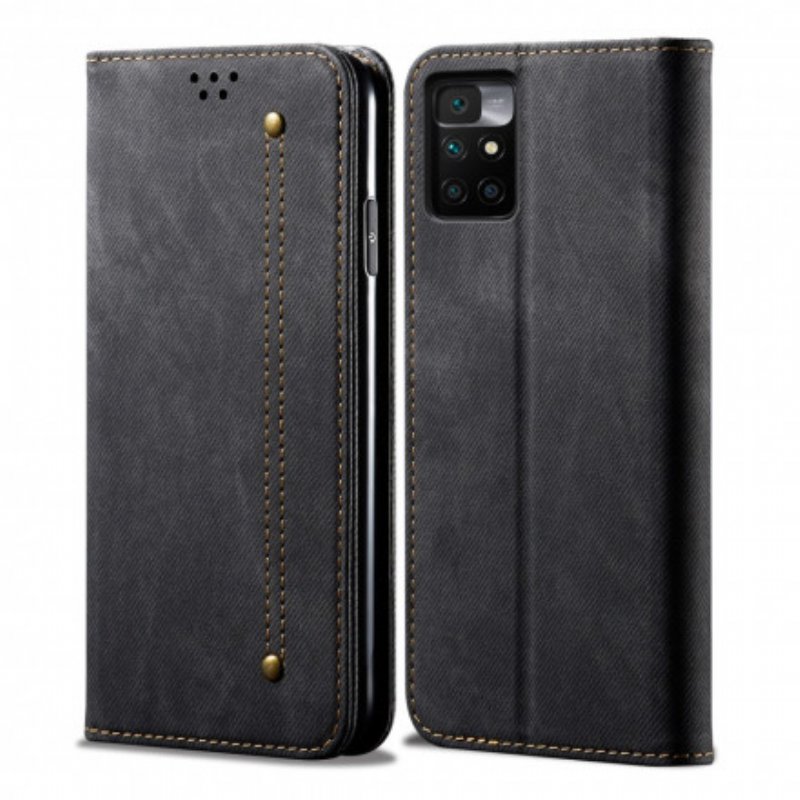 Folio-fodral Xiaomi Redmi 10 Läderfodral Denim Tyg