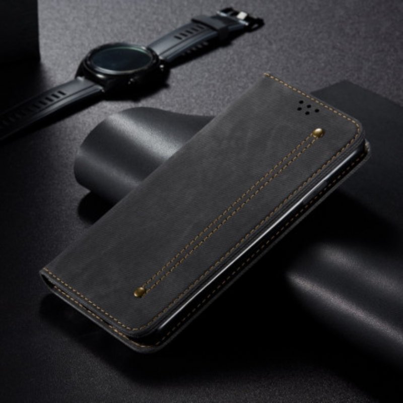 Folio-fodral Xiaomi Redmi 10 Läderfodral Denim Tyg