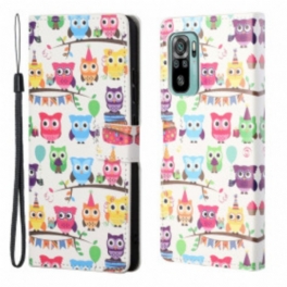 Folio-fodral Xiaomi Redmi 10 Med Kedjar Flera Strappy Owls