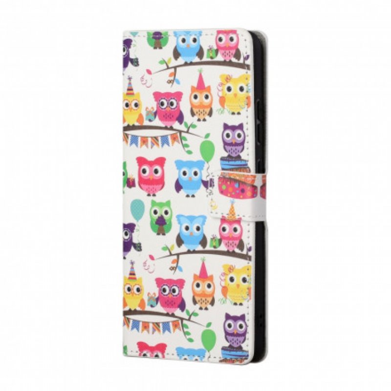 Folio-fodral Xiaomi Redmi 10 Med Kedjar Flera Strappy Owls