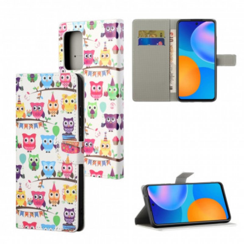 Folio-fodral Xiaomi Redmi 10 Med Kedjar Flera Strappy Owls