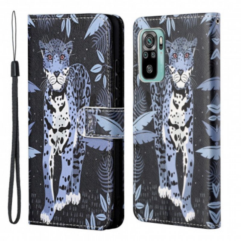 Folio-fodral Xiaomi Redmi 10 Med Kedjar Strappy Leopard