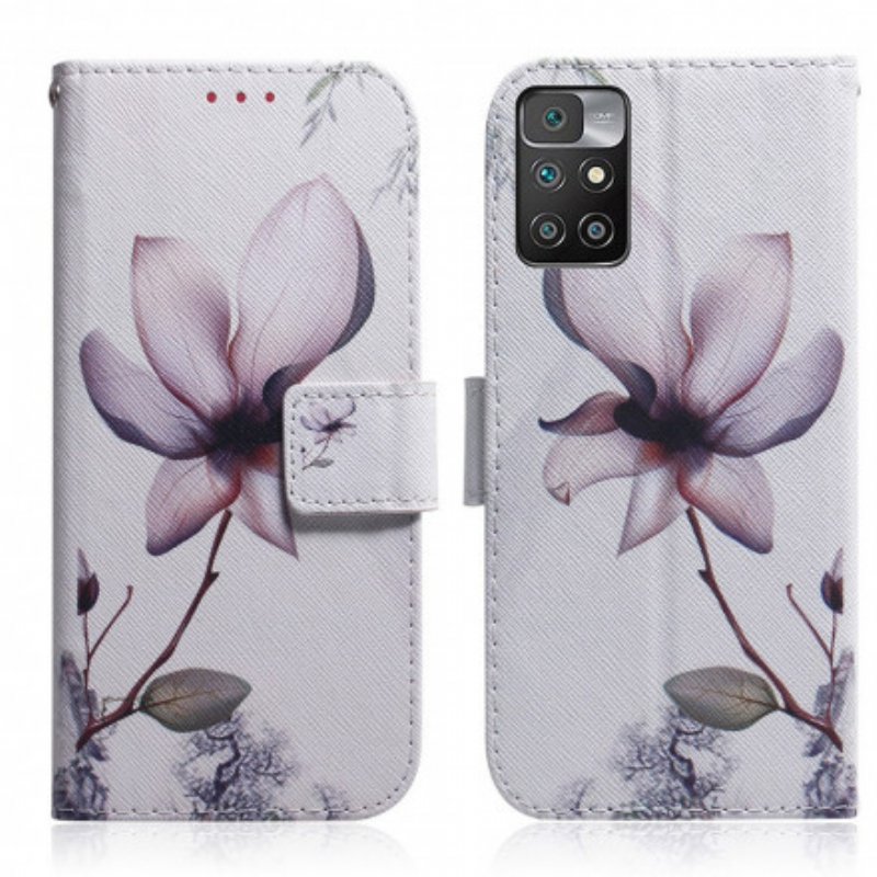 Läderfodral Xiaomi Redmi 10 Blomma Dusty Pink