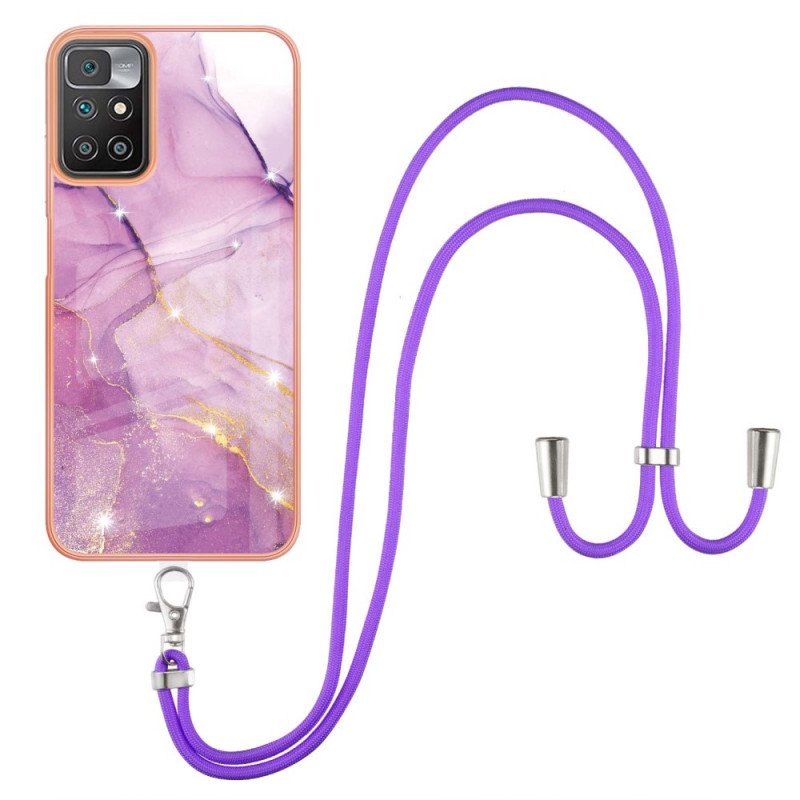 Skal Xiaomi Redmi 10 Med Snodd Cord Marble Design