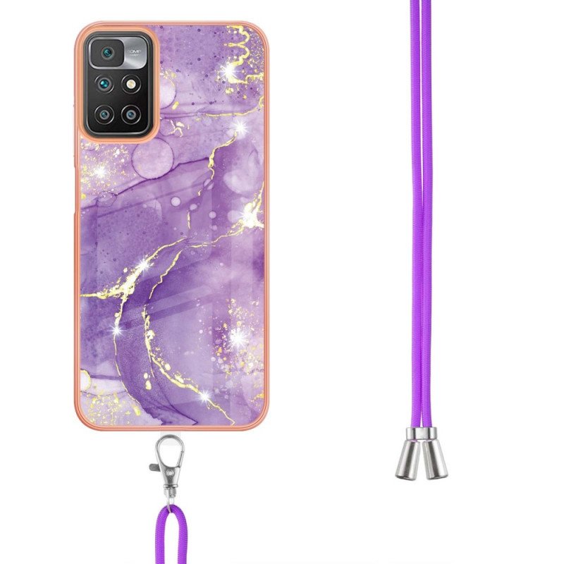 Skal Xiaomi Redmi 10 Med Snodd Cord Marble Design