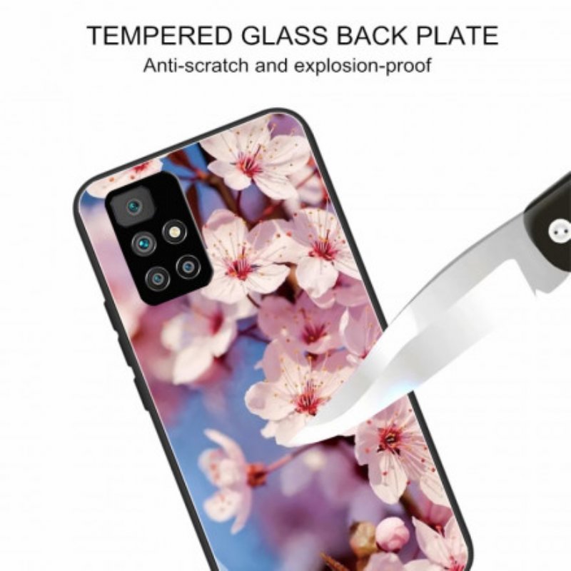 Skal Xiaomi Redmi 10 Realistiska Blommor I Härdat Glas