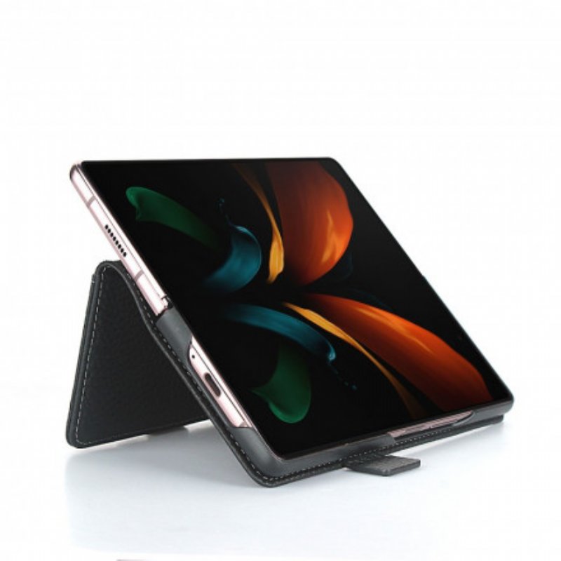 Fodral Samsung Galaxy Z Fold 2 Äkta Litchi Läder