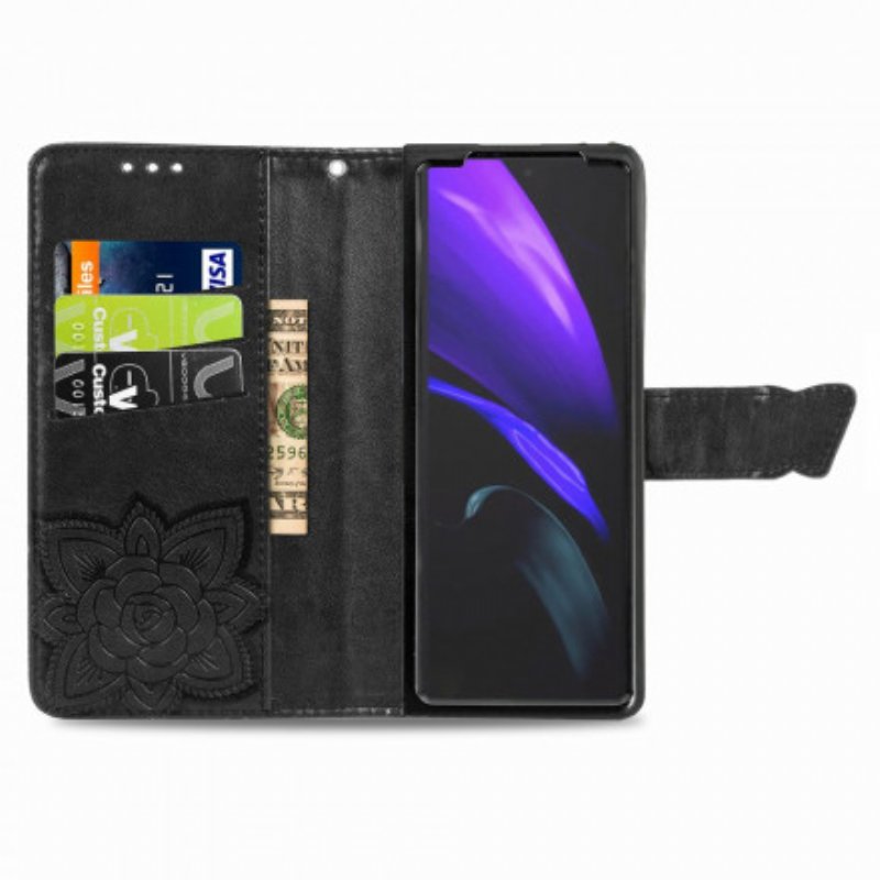 Fodral Samsung Galaxy Z Fold 2 Butterfly Design Med Lanyard