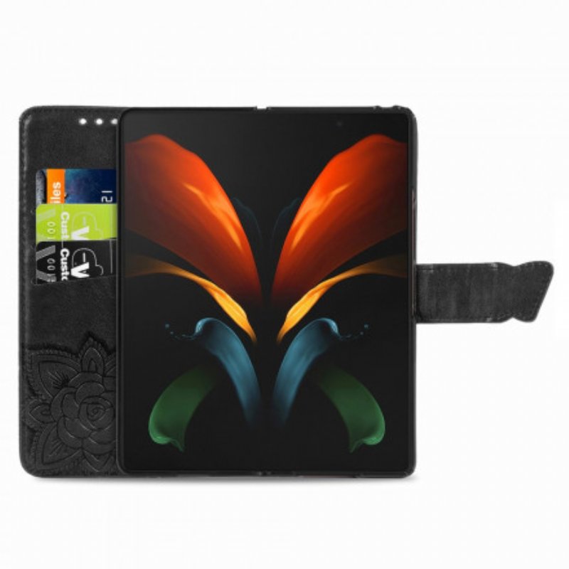 Fodral Samsung Galaxy Z Fold 2 Butterfly Design Med Lanyard